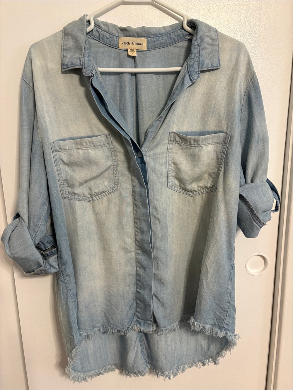 cloth & stone Light Wash Denim Button-Down Shirt